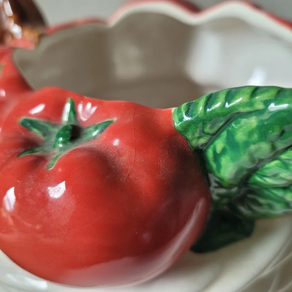 Vintage 1992 Fitzgerald & Floyd Ceramic Tomato Basket Pitcher 1 1/2 Qt | As-Is